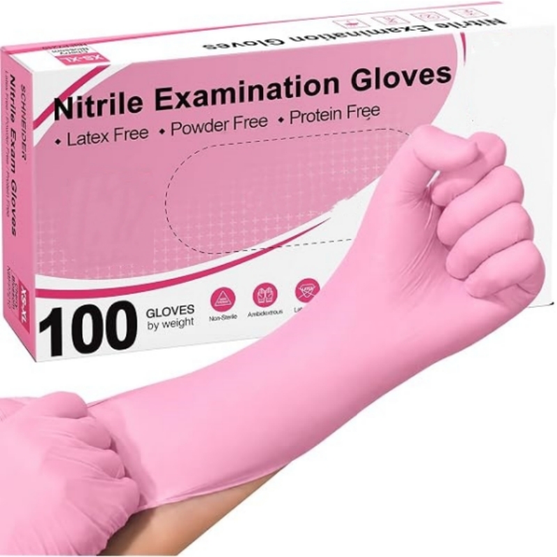 Rubber Glove Cleaning - 100-200 шт. розовых нитриловых одноразовых перчаток