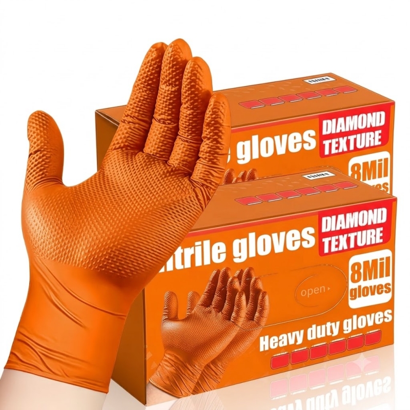 Nitrile Mechanic Glove - Прочные оранжевые нитриловые перчатки 8 mil,