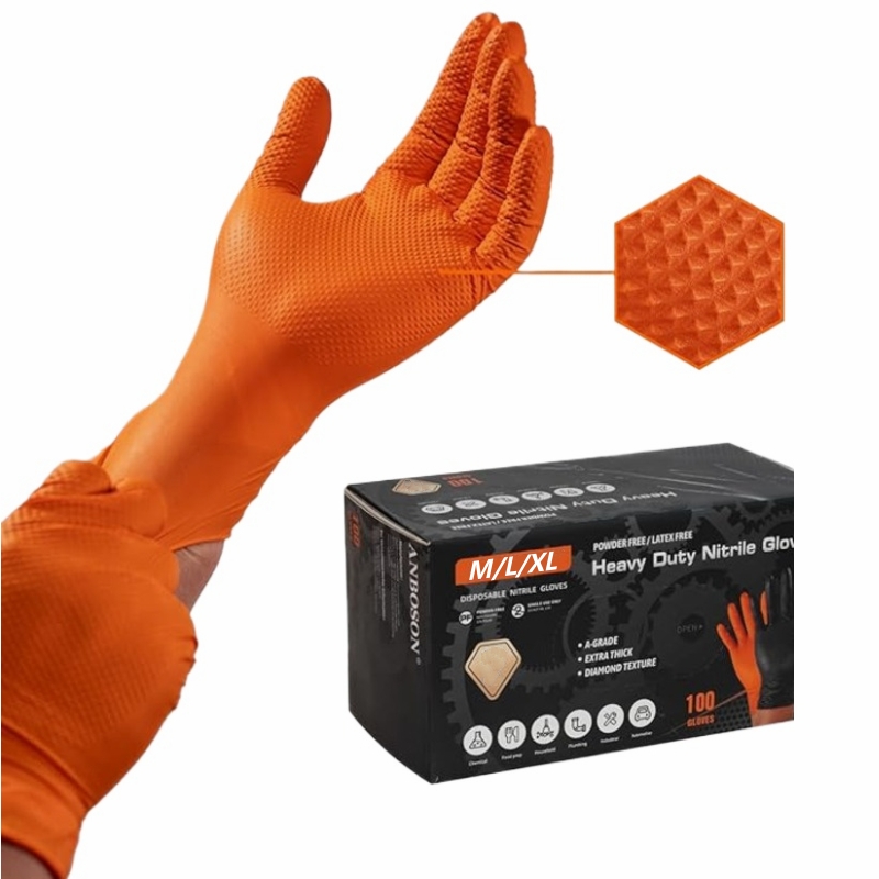 Nitrile Mechanic Glove - Прочные оранжевые нитриловые перчатки 8 mil